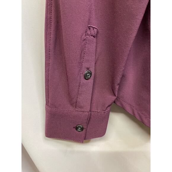 Hi-Tec  Foraker Mixed Media Relaxed Button Front Purple Long Sleeve Shirt Size M - Picture 5 of 8